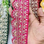 RANI PINK COLOUR BEAUTIFULL SCALLOP MAGGAM WORK BORDER