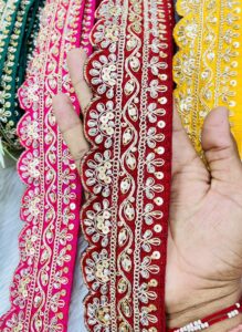 MAROON COLOUR BEAUTIFULL SCALLOP MAGGAM WORK BORDER