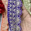 PURPLE COLOUR BEAUTIFULL SCALLOP MAGGAM WORK BORDER