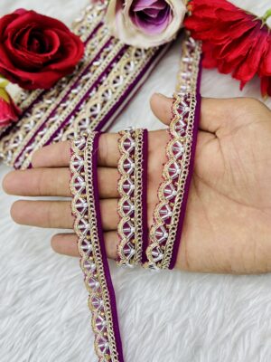 MAGENTA SMALL HANDWORK KADDANA BORDER 9MTRS C-005423