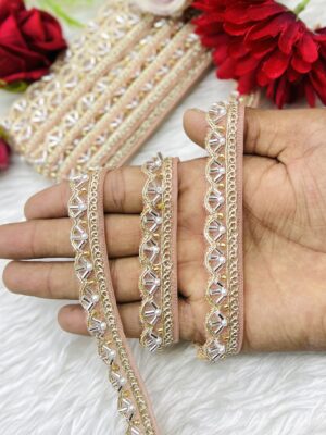 BABY PINK SMALL HANDWORK KADDANA BORDER 9MTRS C-005423