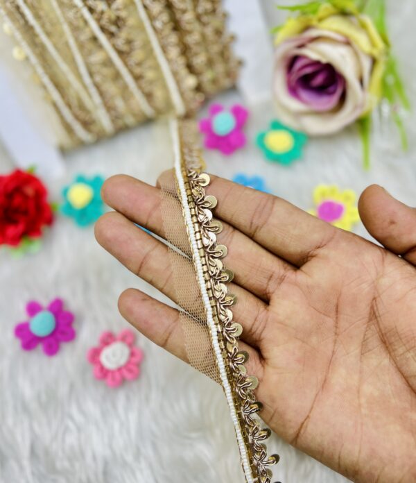 DARK-GOLDEN MOTI SEQUENCE HANDWORK BORDER C-0069547  9MTRS