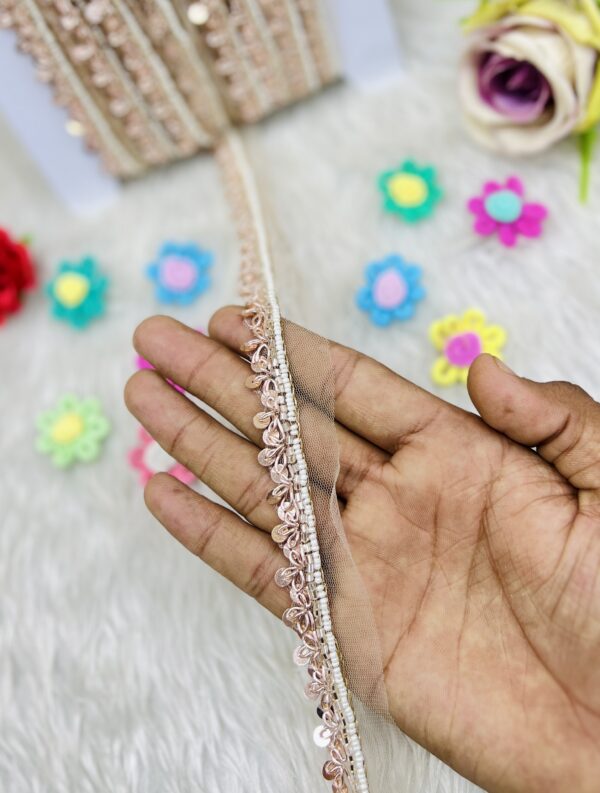 ROSE-GOLDEN MOTI SEQUENCE HANDWORK BORDER C-0069547 9MTRS