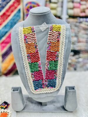 MULTICOLOUR BEADS WITH KADDANA WORK NECK PATCH P-093459