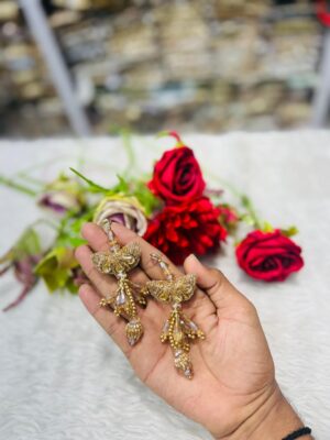 DARK GOLD STONE AND ZARDOZI WORK LATKAN