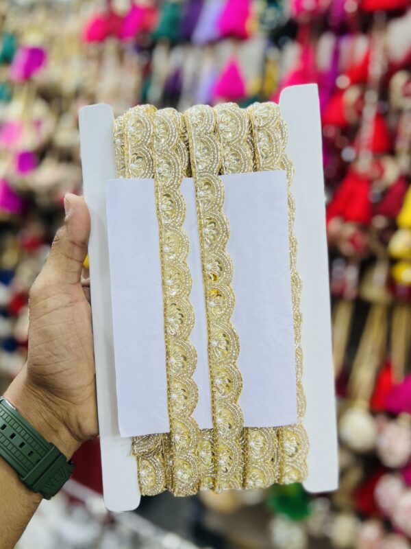 Premium Pearl Gold Zardozi Border C-58393