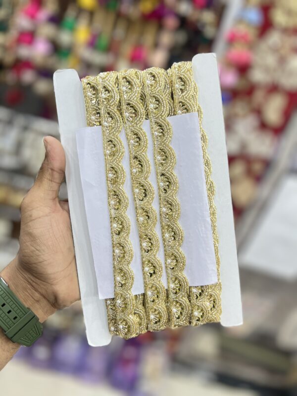 Premium Golden Zardozi Work Border C-58393