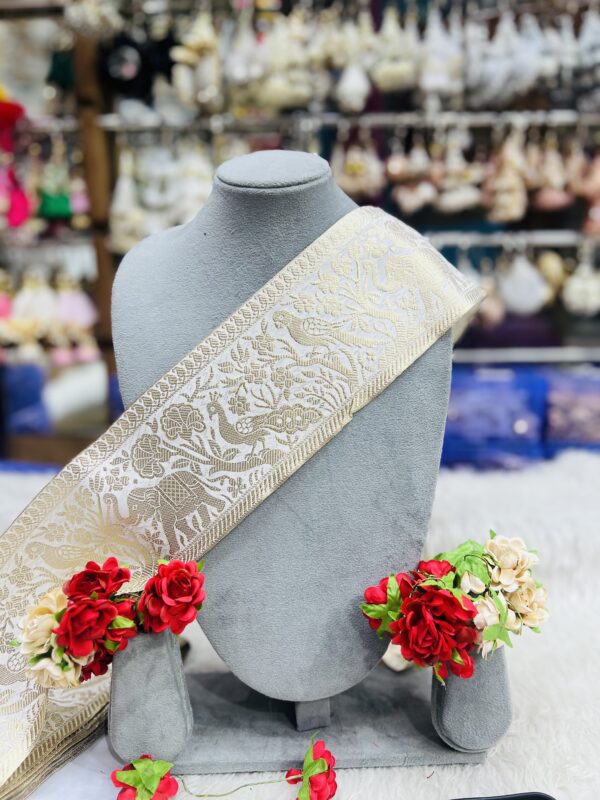 Broad Elephant Peacock Figure Dyeable Banarasi Border C-005329