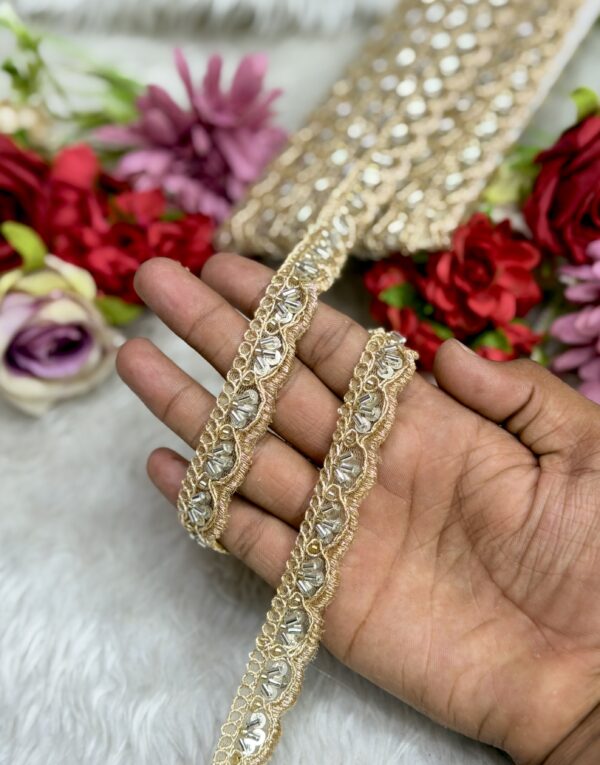 Small golden beads work border 9Mtrs