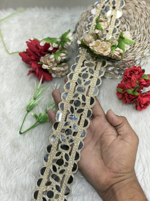 ROYAL PETAL MIRROR WORK BORDER LACE C-007593
